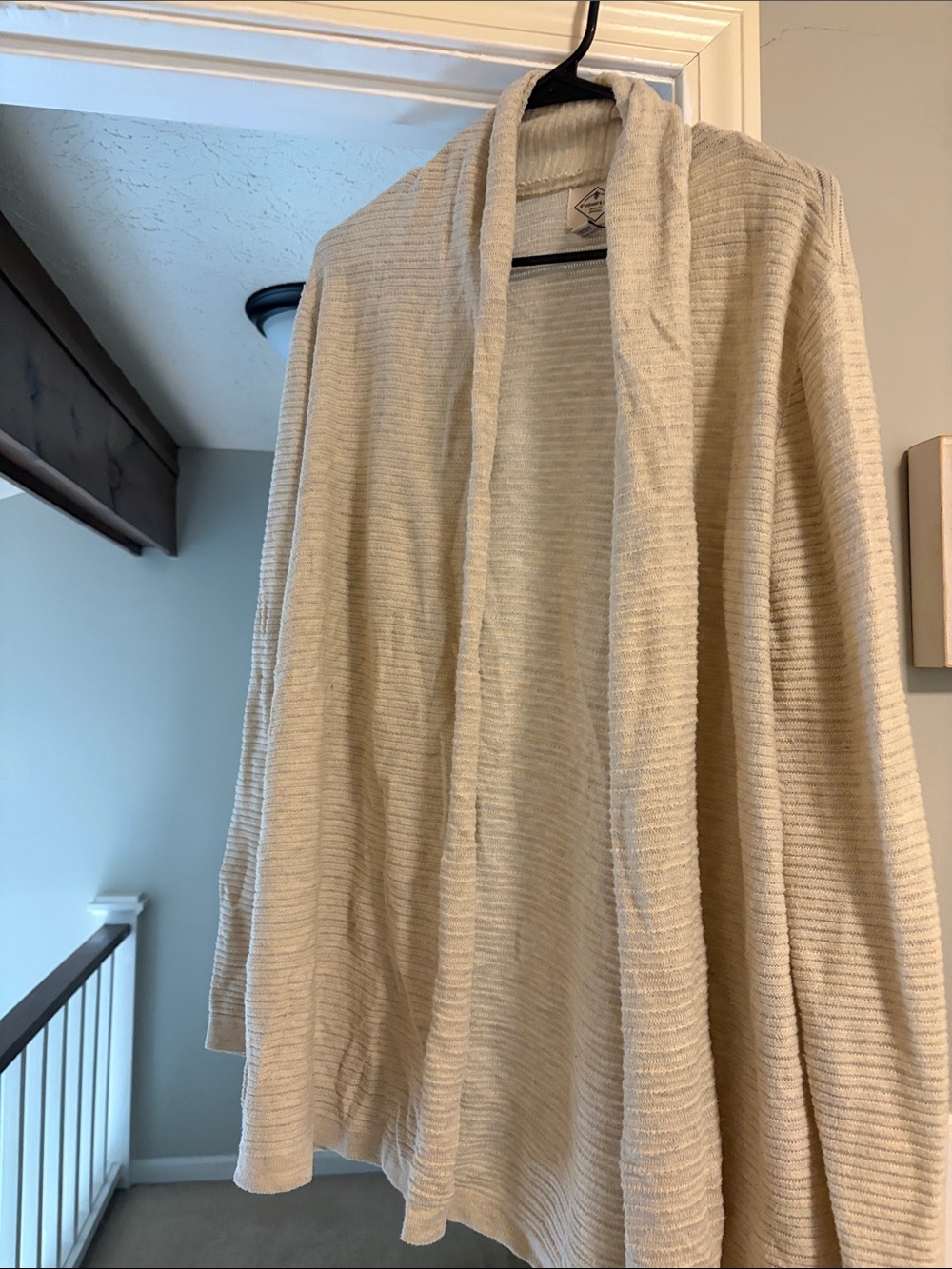 St. John's Bay Cream Open-Front Ribbed Shawl Cardigan
